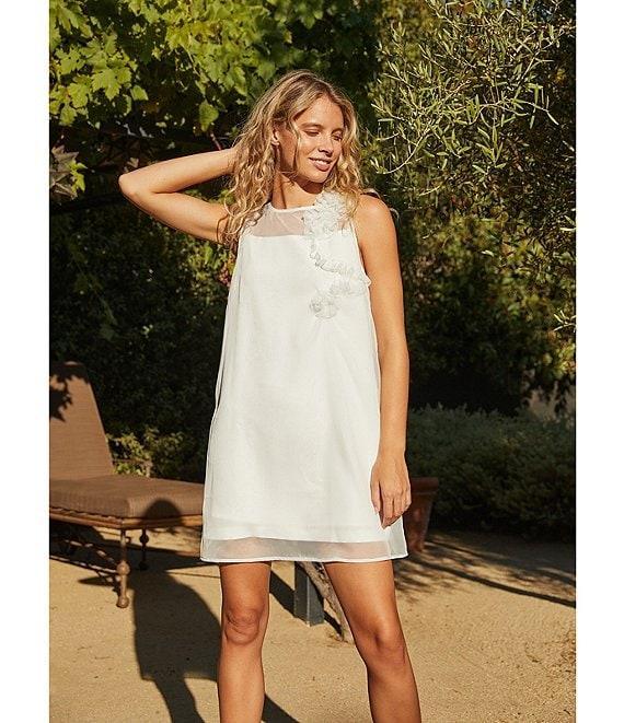 Lucy Paris Kenia Sheer Scoop Neck Sleeveless 3D Floral Shift Dress Product Image