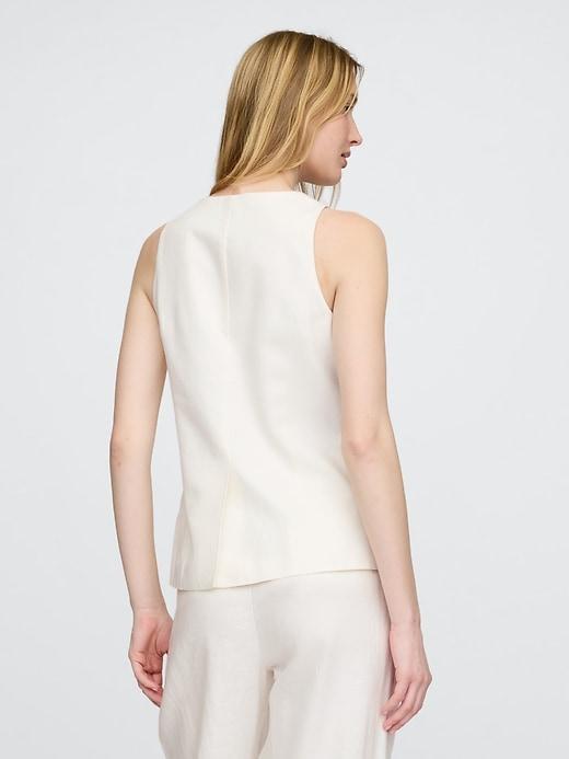 Linen-Blend Square-Neck Longline Vest Product Image