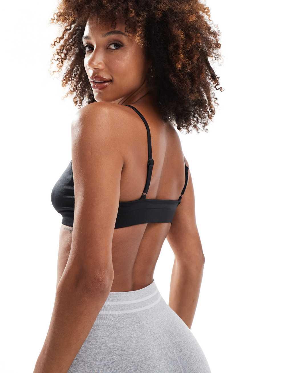 4505 Icon seamless active intimate light support sports bra in black  Product Image