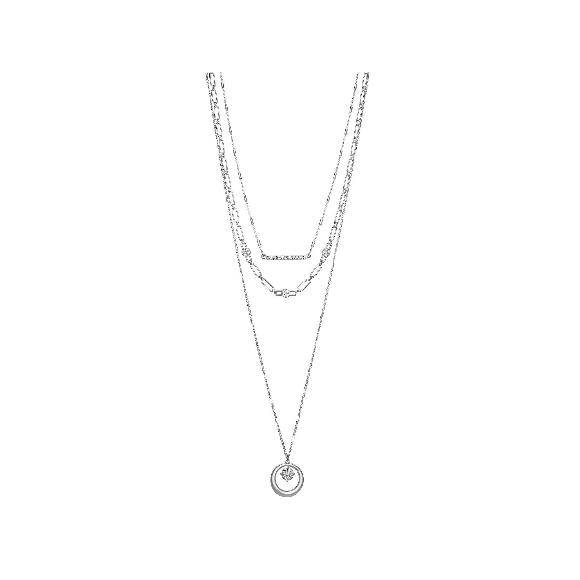 Nine West Silver Tone Multirow Pendant Necklace, Womens Product Image