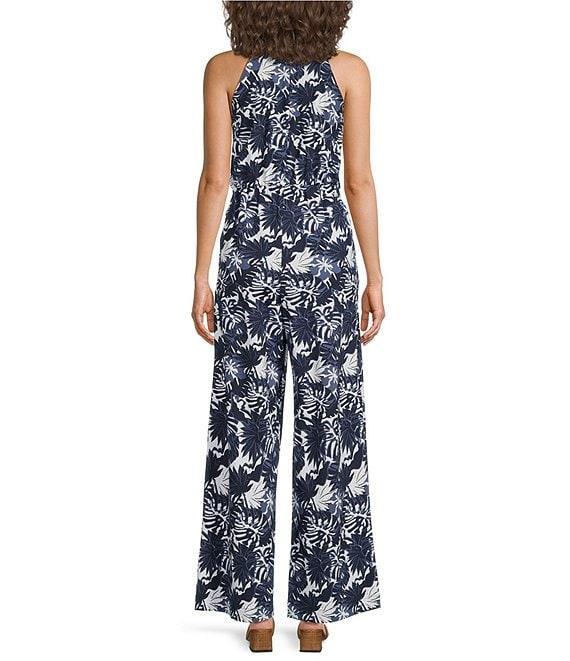 Southern Tide Karrigan Tropical Grand Palms Printed Halter Neck Sleeveless Performance Jumpsuit Product Image
