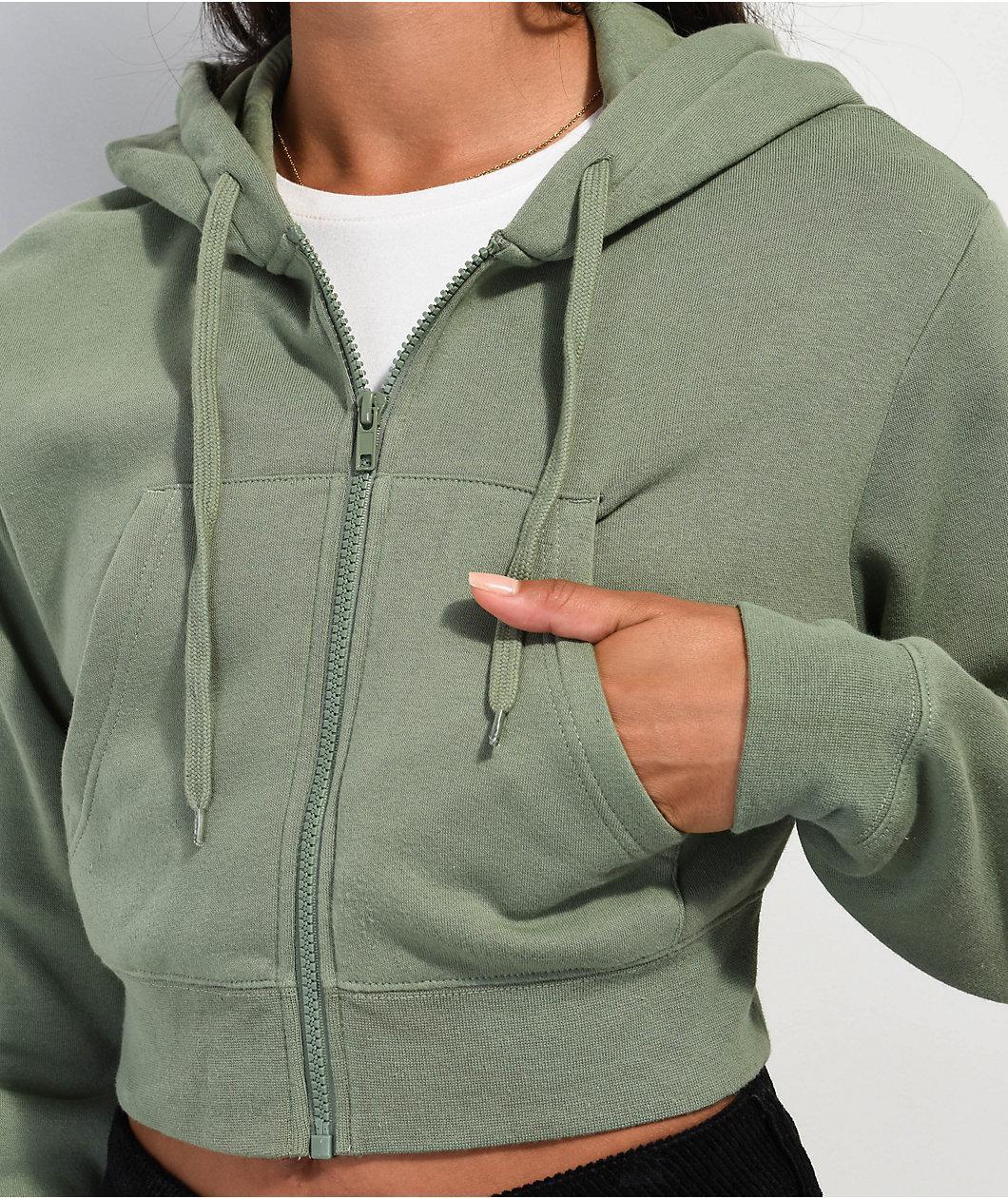 Zine Kya Green Crop Zip Hoodie Product Image