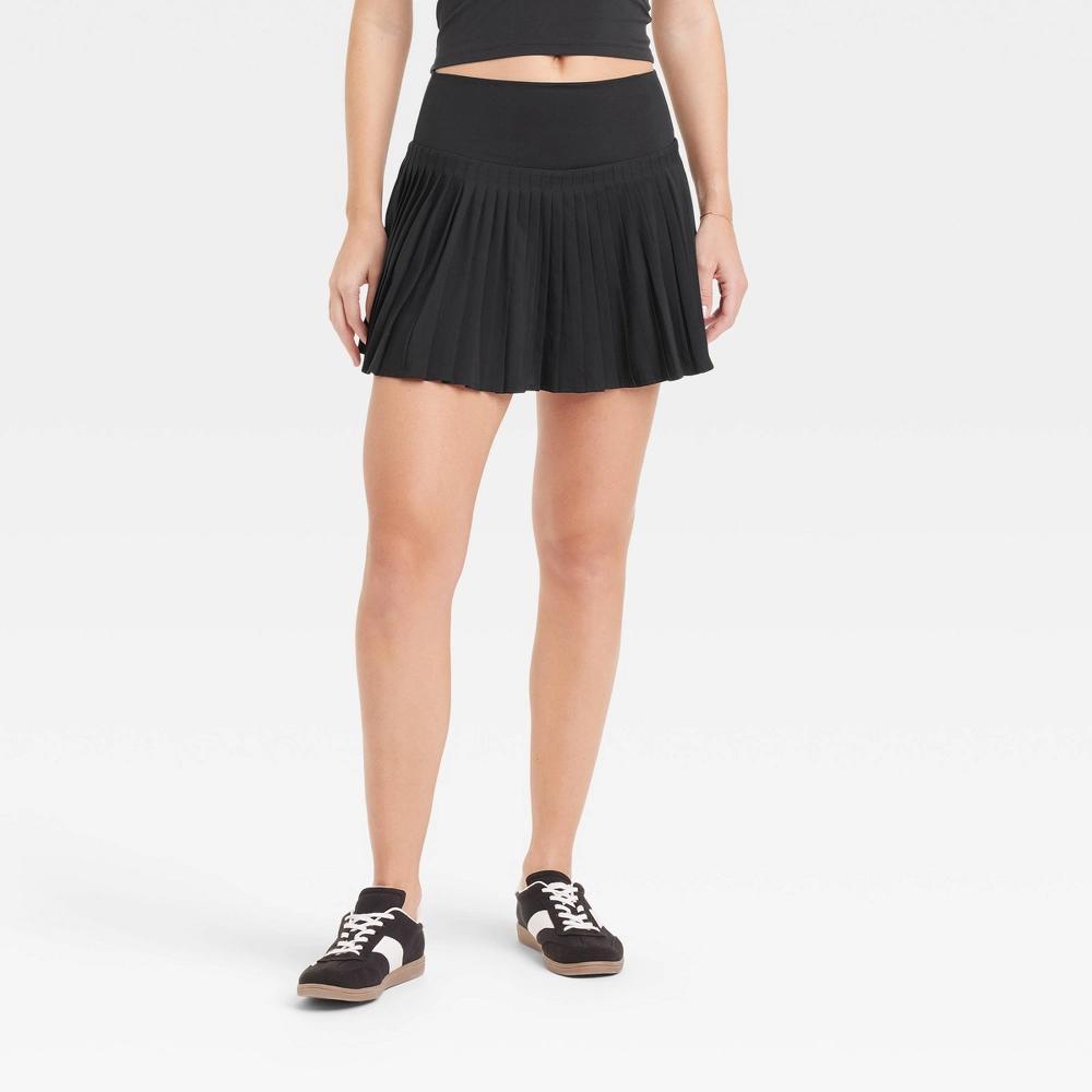 Womens High-Rise Woven Pleated Skort 15.75 - All In Motion Black L: Moisture Wicking, Quick Dry, Built-in Shorts, UPF 50+ Product Image
