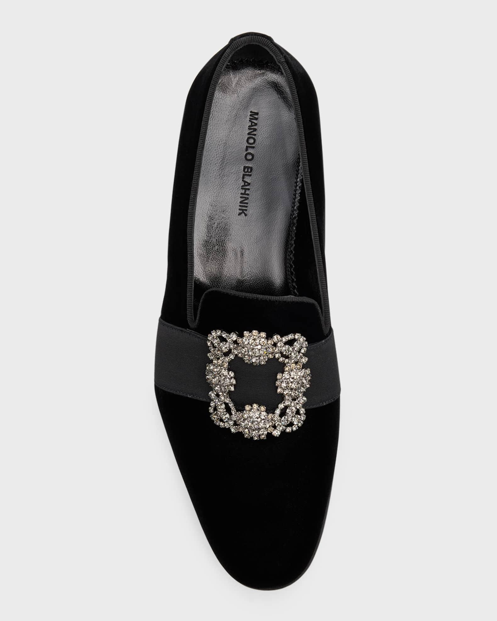 Men's Crystal Buckle Suede Loafers Product Image
