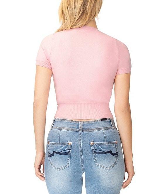 Stevie by Stevie Madden Rhinestone Short Sleeve Crop Sweater Product Image