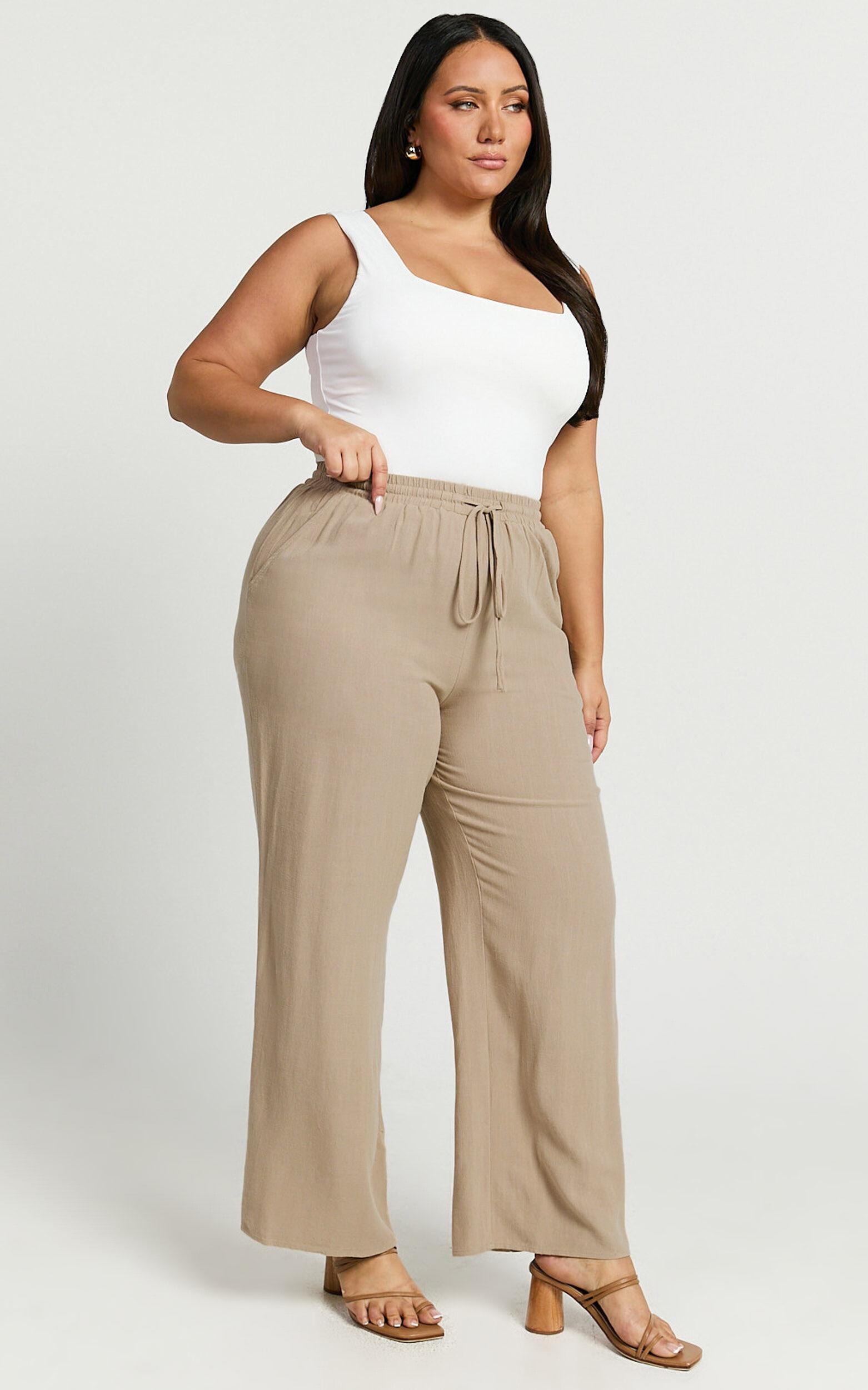 Kala Pants - Mid Waisted Relaxed Elastic Waist Pants in Sand Product Image
