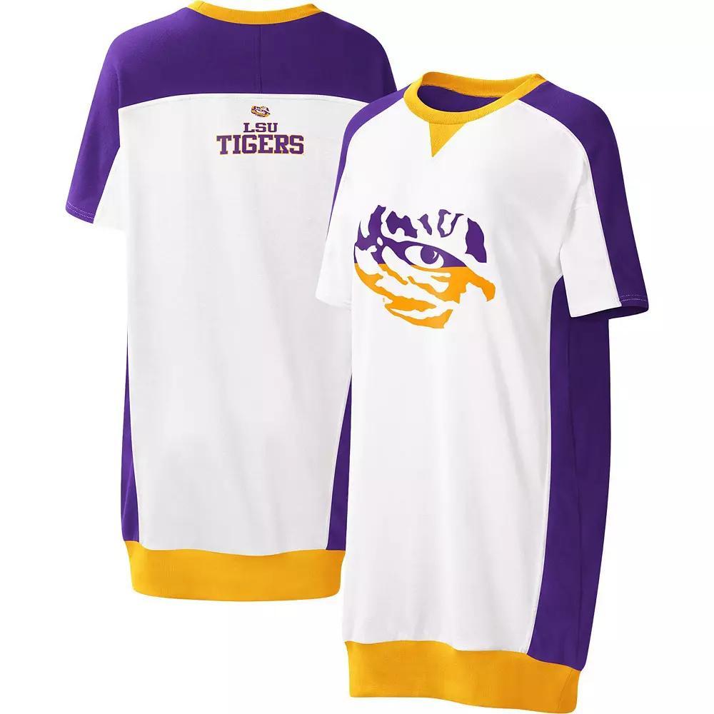 Women's G-III 4Her by Carl Banks White LSU Tigers Home Run T-Shirt Dress, Size: Medium Product Image