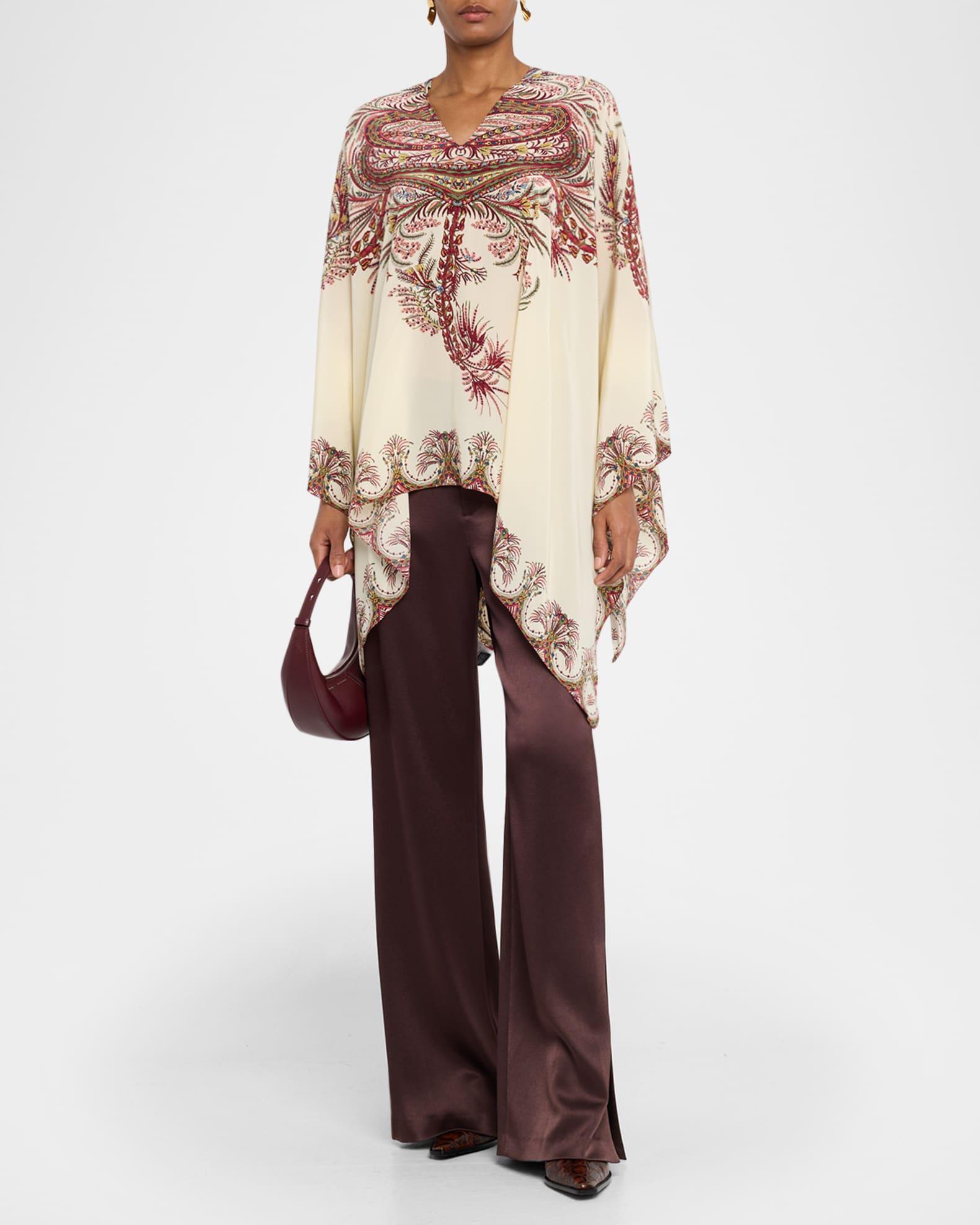 Printed Silk Poncho Product Image