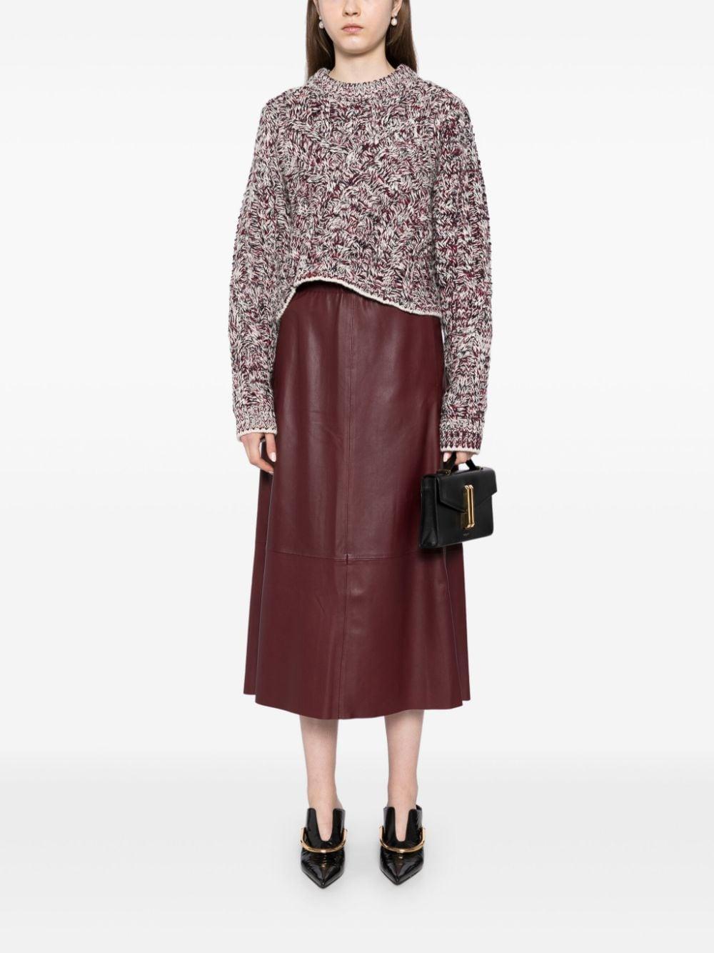 VINCE Leather Midi Skirt In Red Product Image