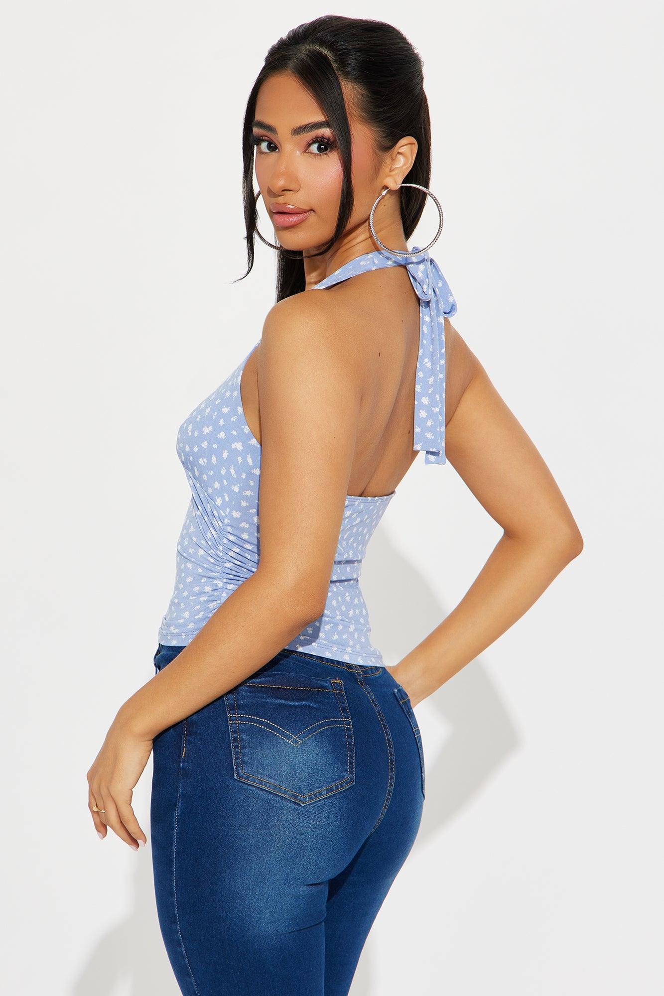 Delilah Halter Top - Blue/combo Product Image