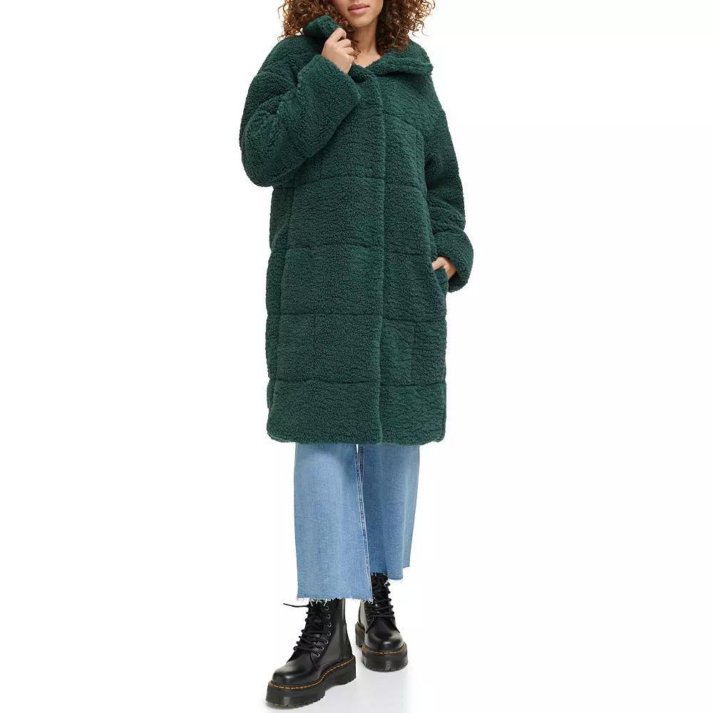 Women's Levi's® Long Quilted Sherpa Coat, Size: Medium, Darkest Green Product Image