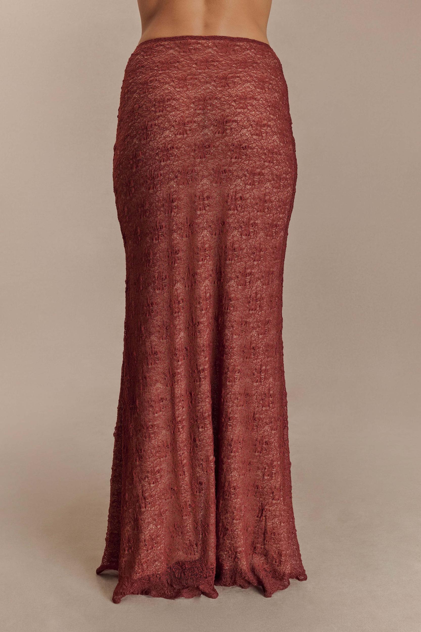 Robyn Sheer Lace Maxi Skirt - Chilli Product Image