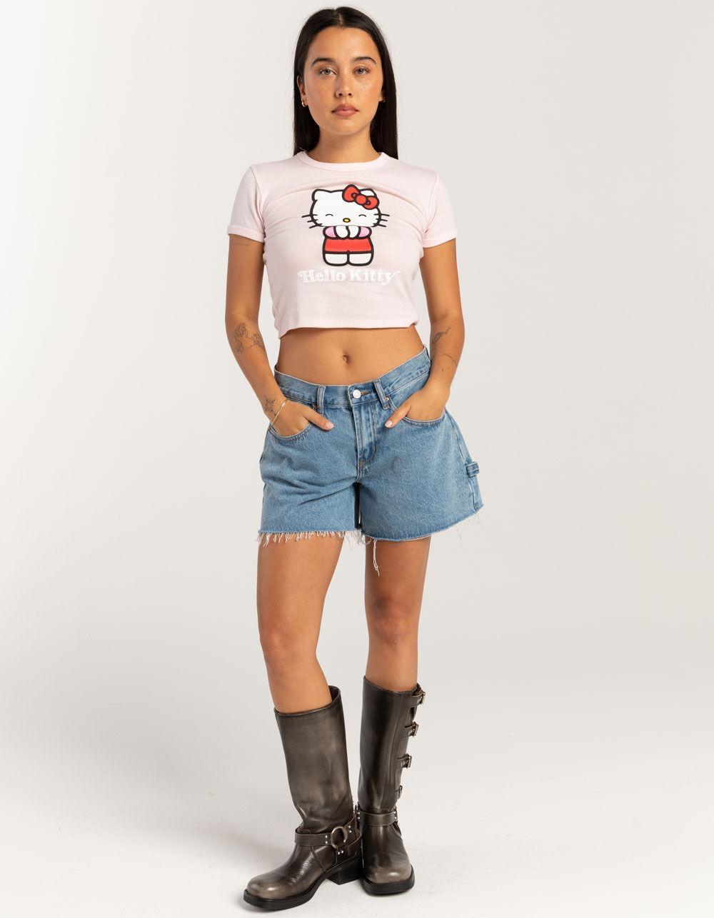 SANRIO Hello Kitty Happy Womens Baby Tee - LIGHT PINK Product Image