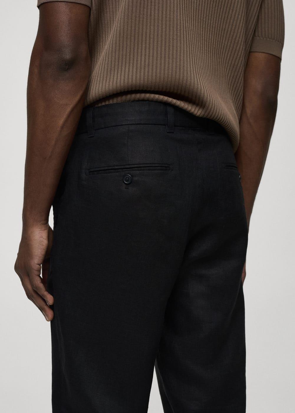 Mango Mens Short Sleeve Cotton Linen Shirt Pants Set Product Image