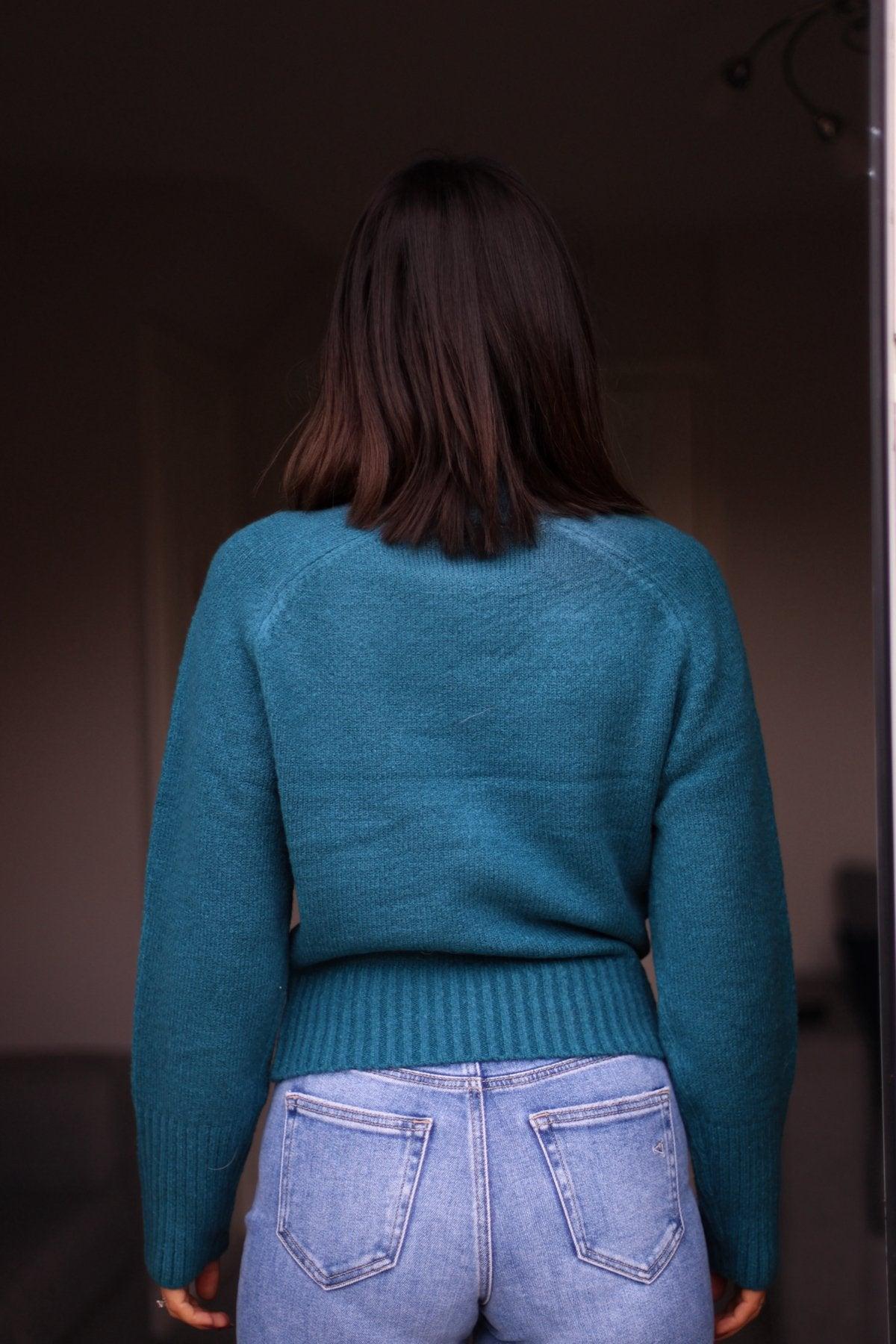 Noel Mock Neck Sweater - Dark Teal - FINAL SALE Product Image