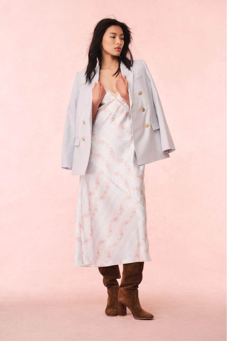 Ermon Satin Floral Slip Dress Product Image