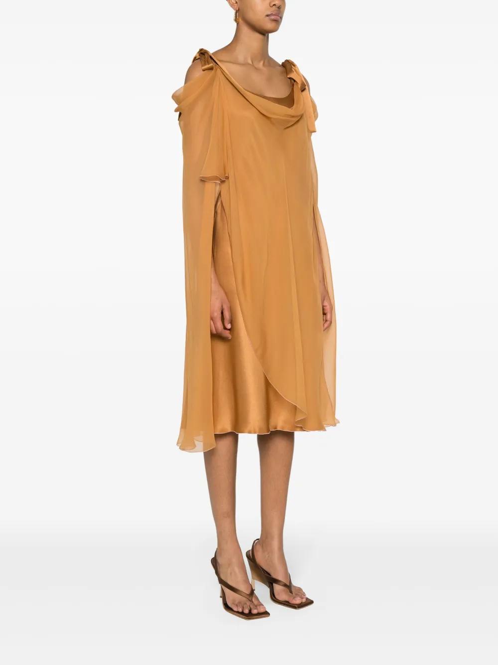 ALBERTA FERRETTI Layered Silk Dress In Orange Product Image