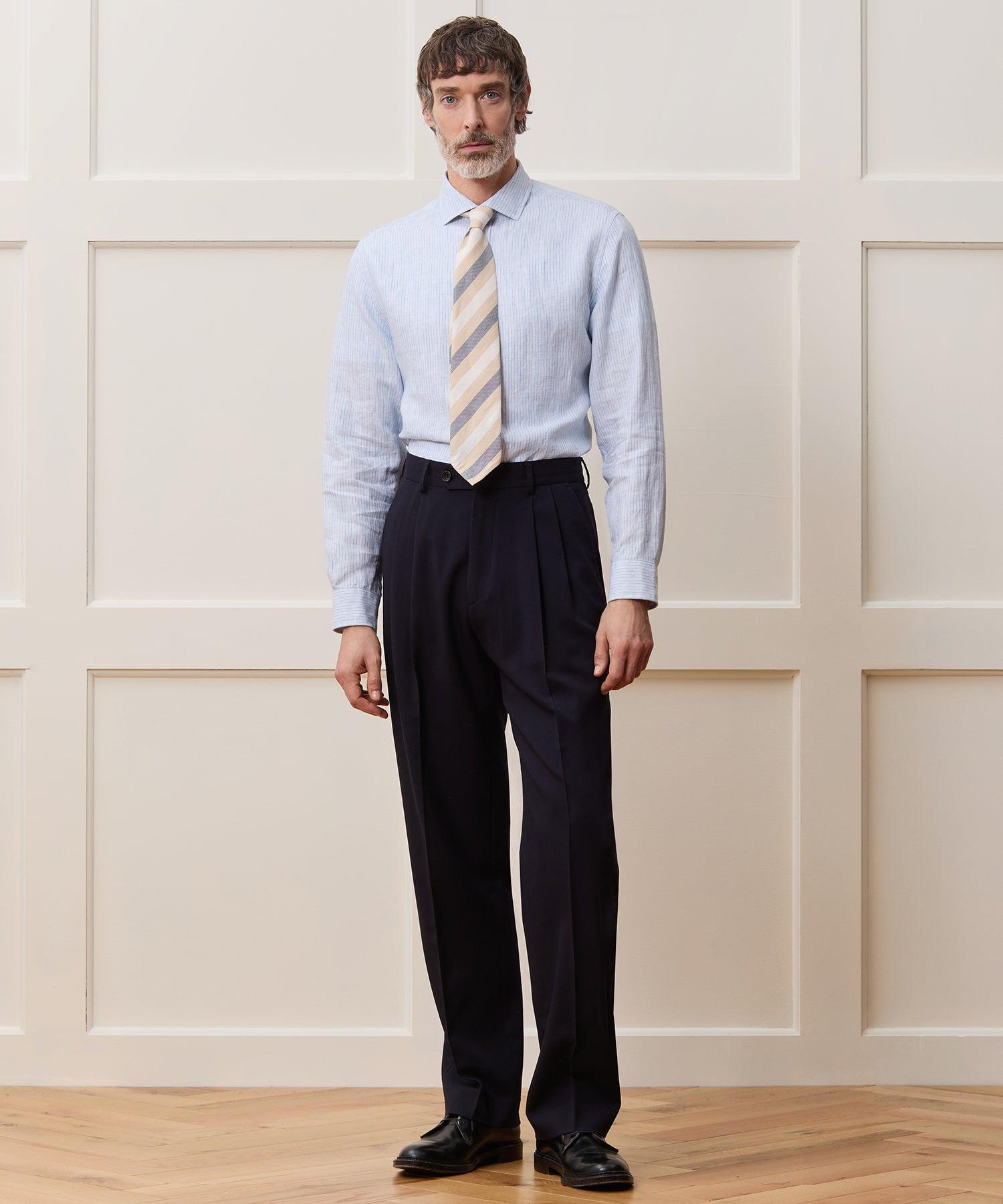 Linen Spread Collar Dress Shirt Product Image