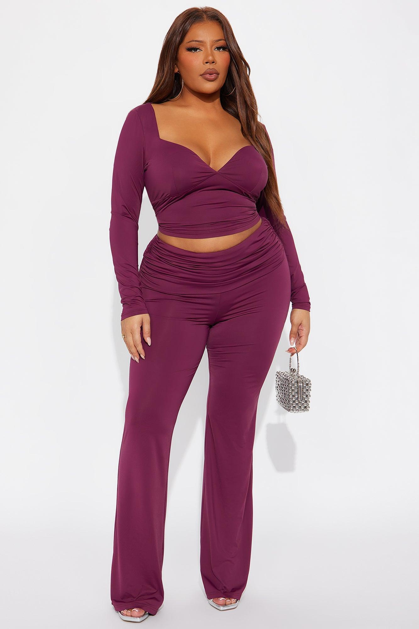 Curved Intentions Pant Set - Eggplant Female Product Image