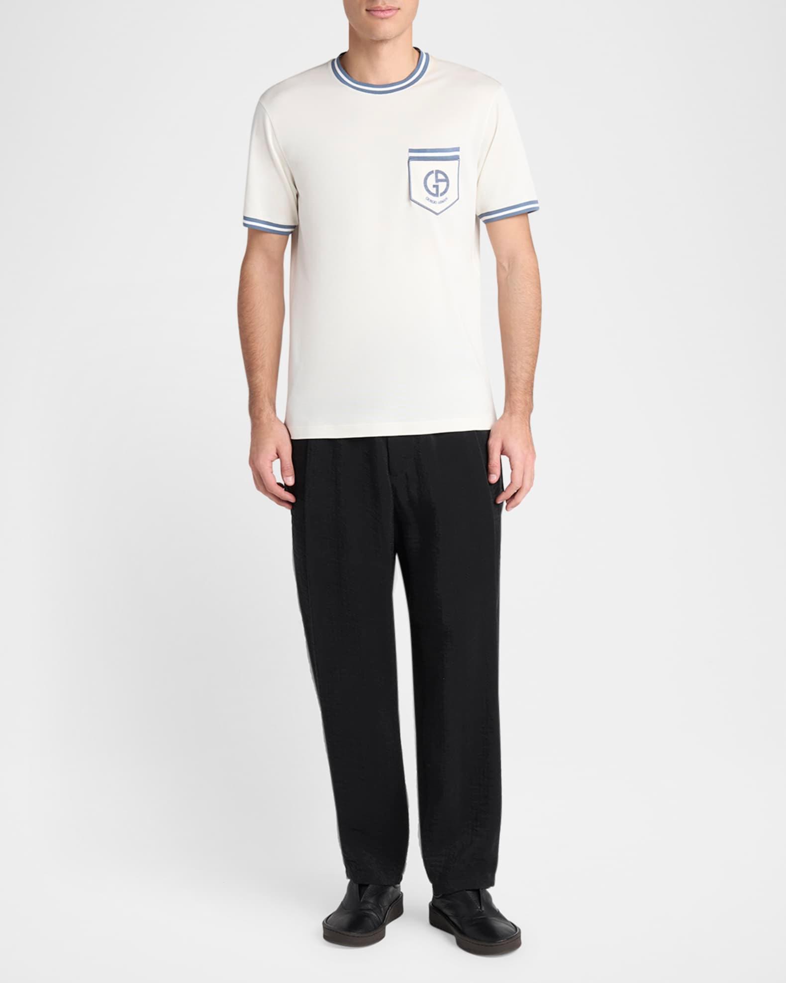 Men's Short-Sleeve Contrast Embroidered Shirt Product Image