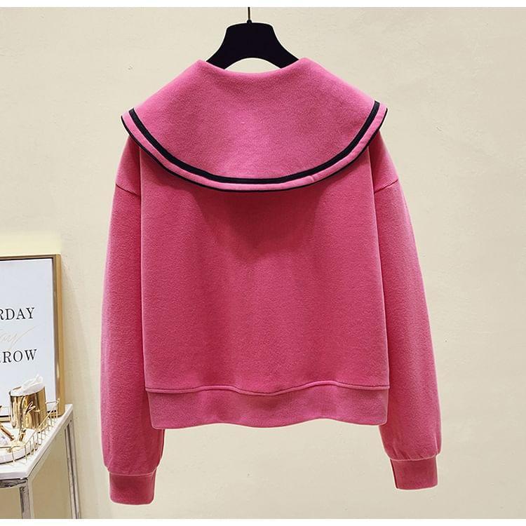 Collar Lettering Sweatshirt Product Image