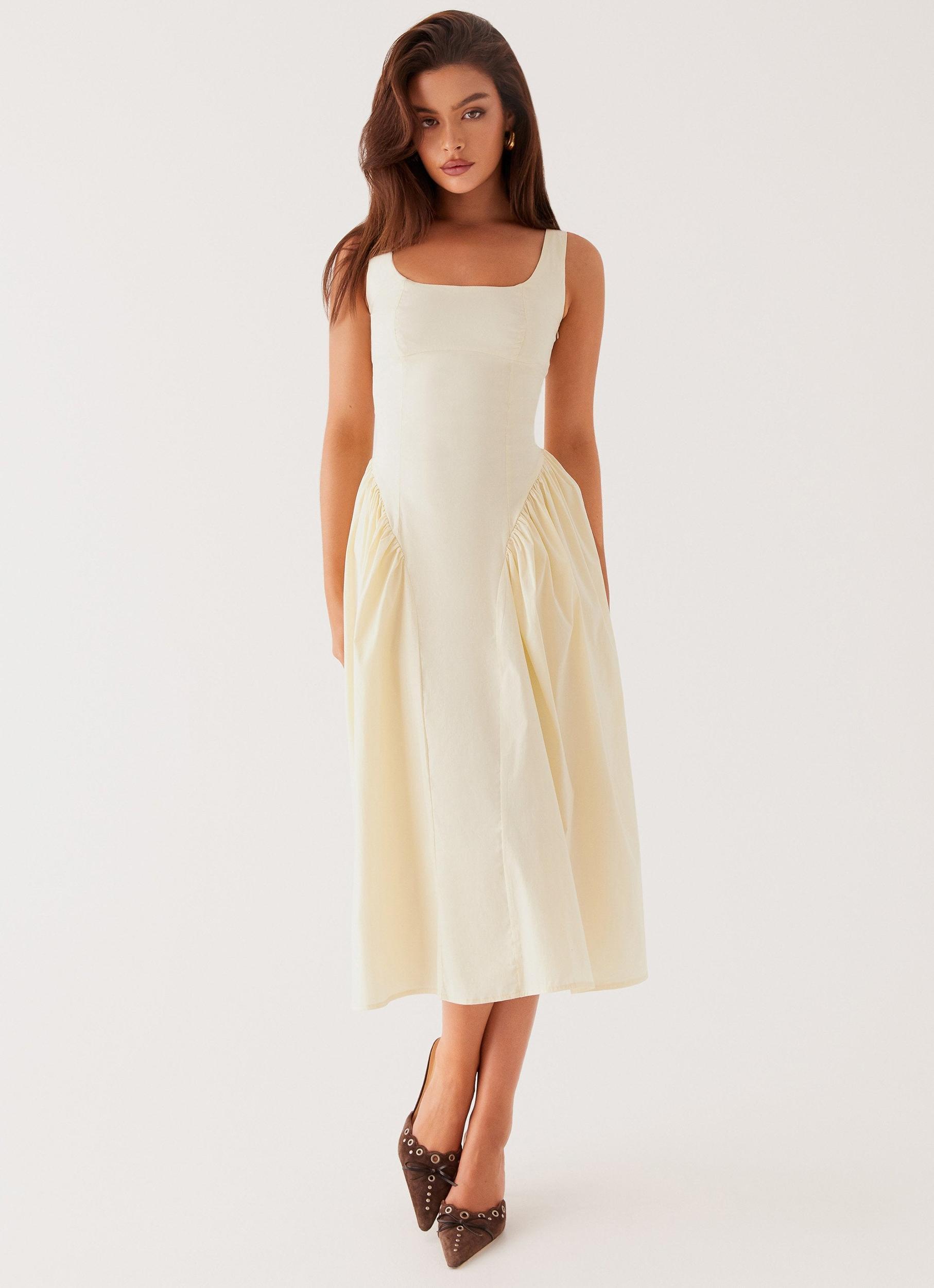 Sassy Soiree Midi Dress - Cream Product Image
