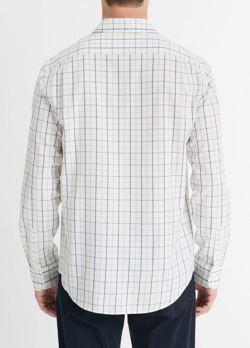 Mens Barlow Plaid Cotton-wool Shirt, Pebble White/coastal Blue, Size S Vince Product Image