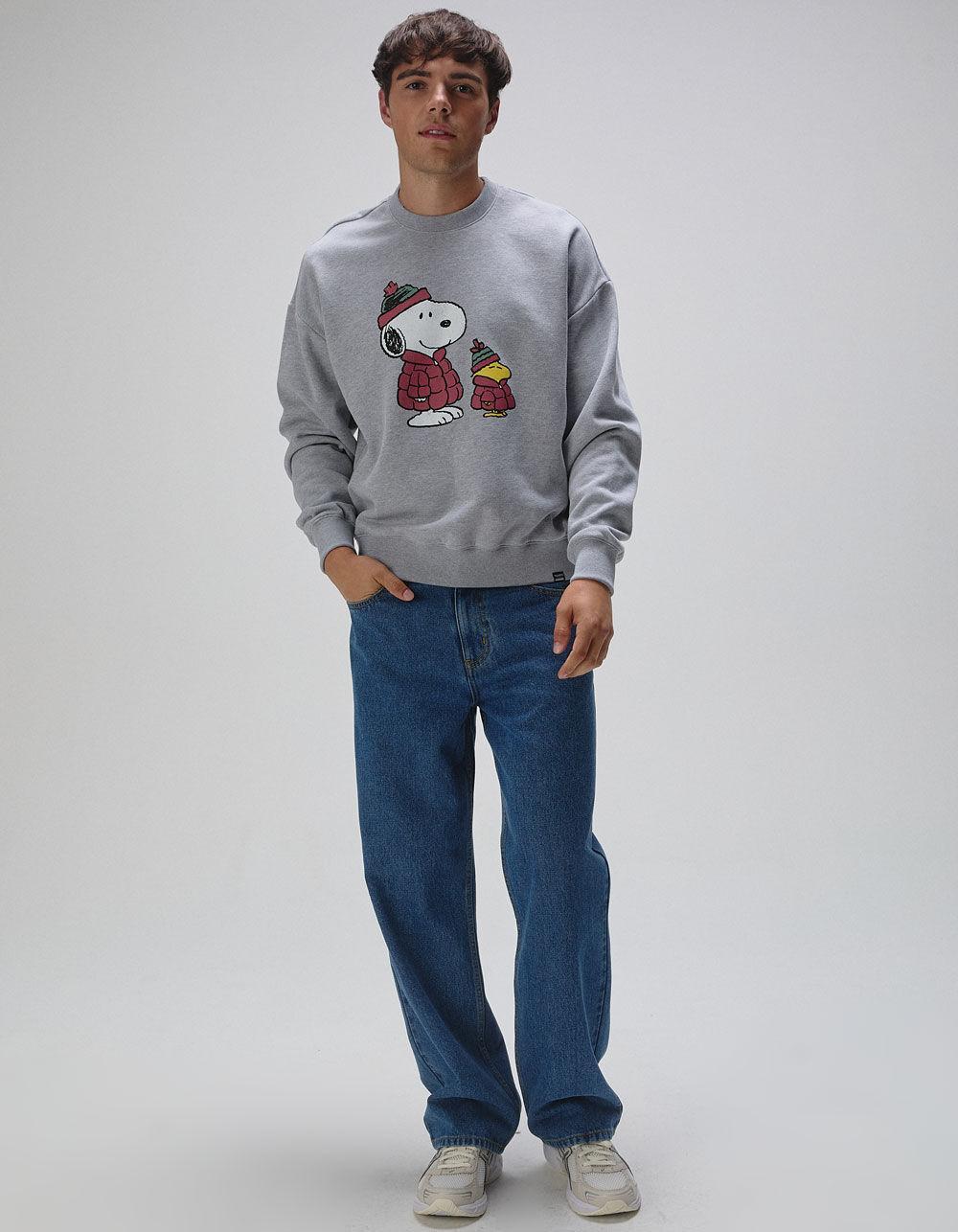 RSQ x Peanuts Puffers Mens Oversized Crewneck Sweatshirt - HEATHER GRAY Product Image