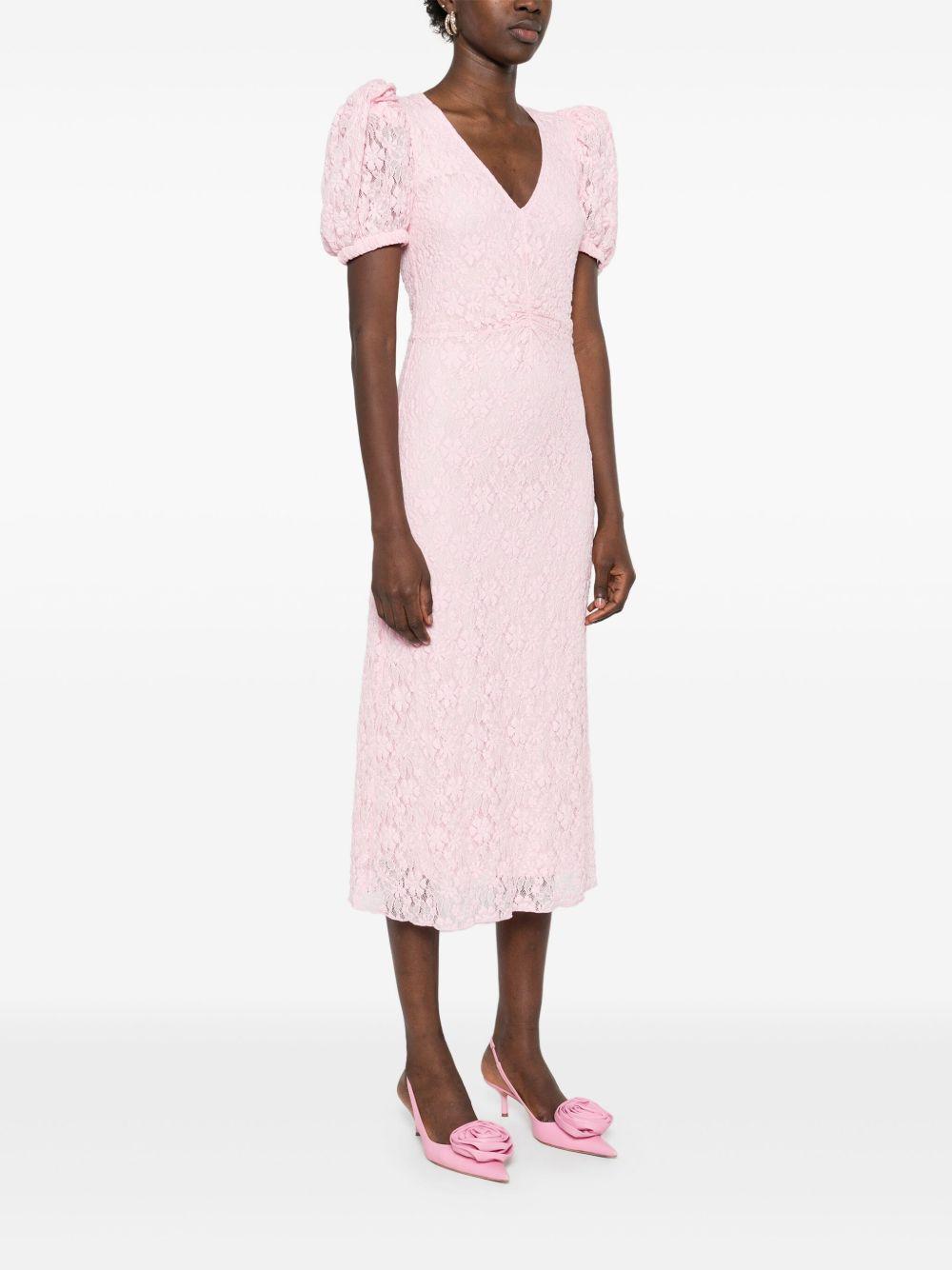 lace puff-sleeve midi dress Product Image