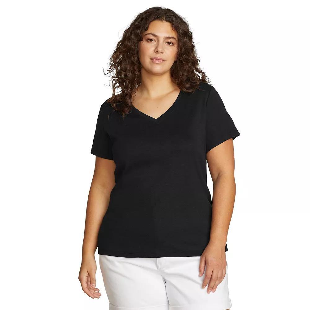 Plus Size Eddie Bauer Short Sleeve Favorite V-Neck Tee, Womens Medium Grey Grey Product Image