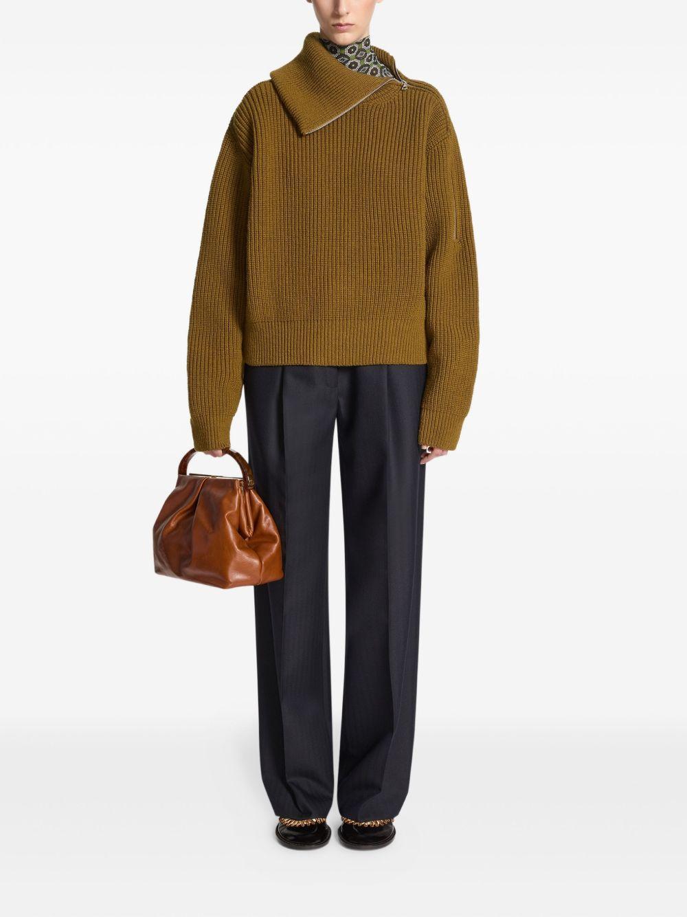 zipped high-neck wool sweater Product Image