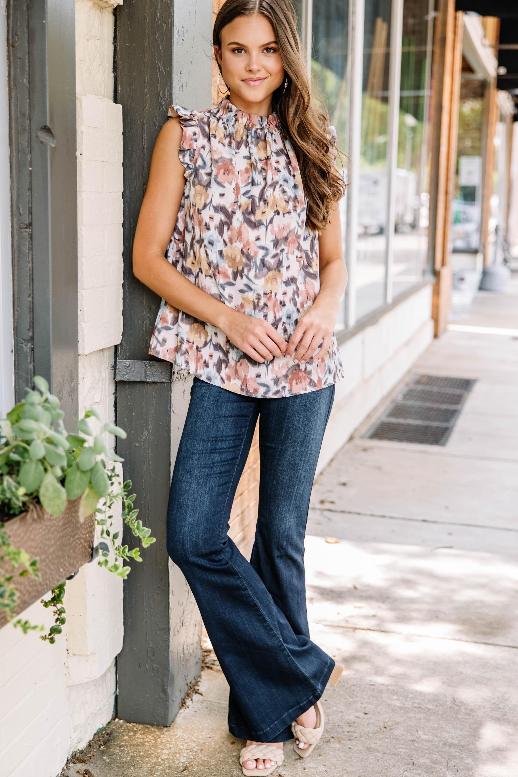 Need Your Love Cinnamon Brown Floral Tank Female Product Image