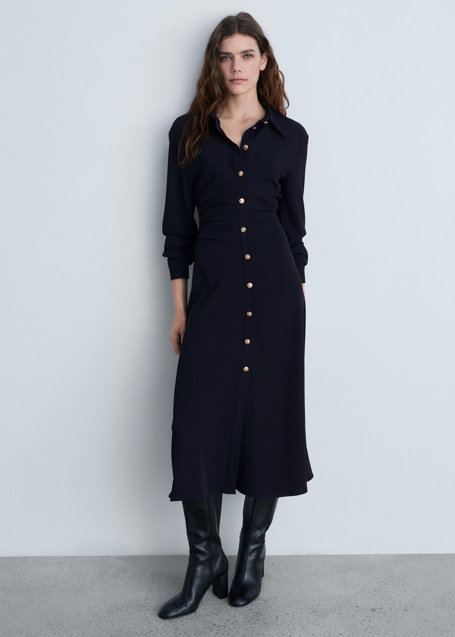 Midi-dress with draped waist - Women | MANGO USA Product Image