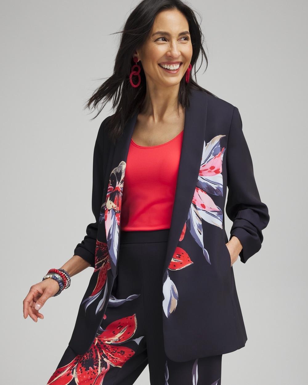Floral Ruched Sleeve Soft Jacket Product Image