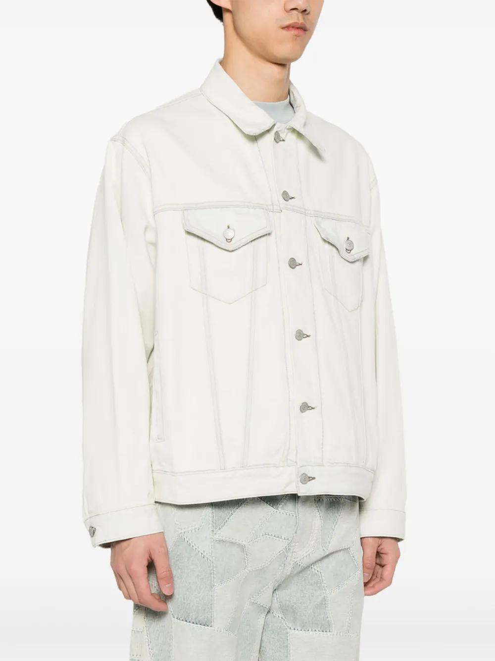 distressed panelled denim jacket Product Image