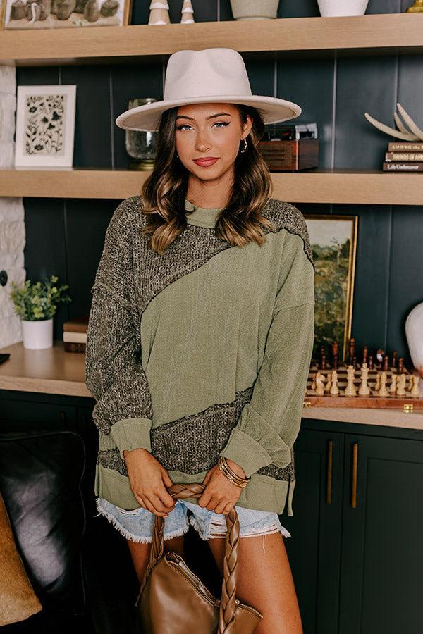 Cabin In The Mountains Oversized Knit Sweater in Olive Product Image