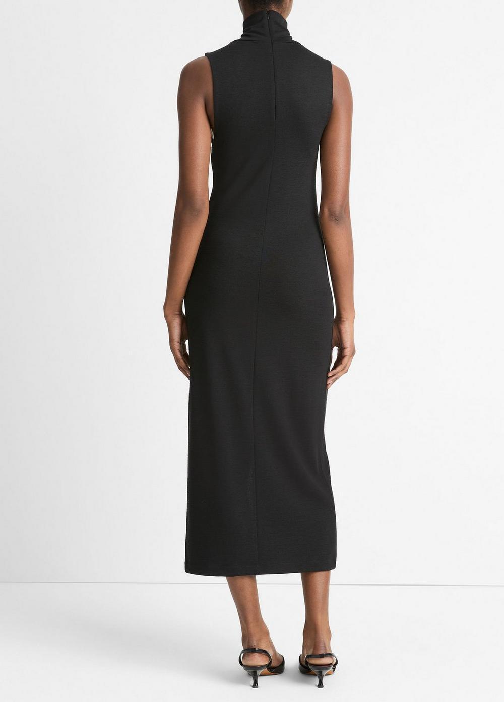 Womens Side-Slit Sleeveless Turtleneck Dress, Black, Size XS Vince Product Image