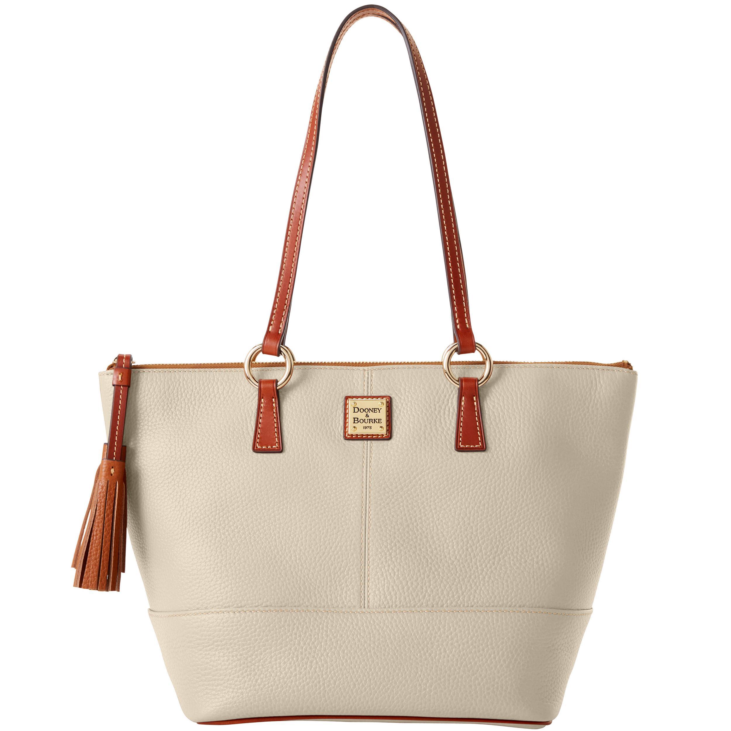 Dooney & Bourke Womens Pebble Grain Small Tobi Leather Tote Shopping Bag in Black Product Image
