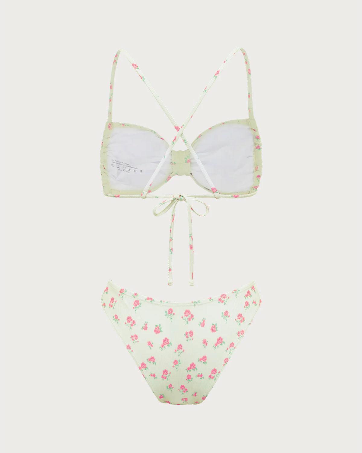 Yellow Floral Ruched Bikini Set Product Image