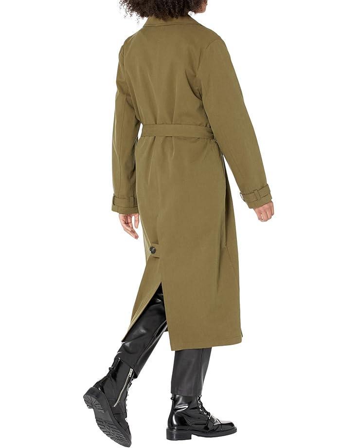 Belted Faux Leather Coat Product Image