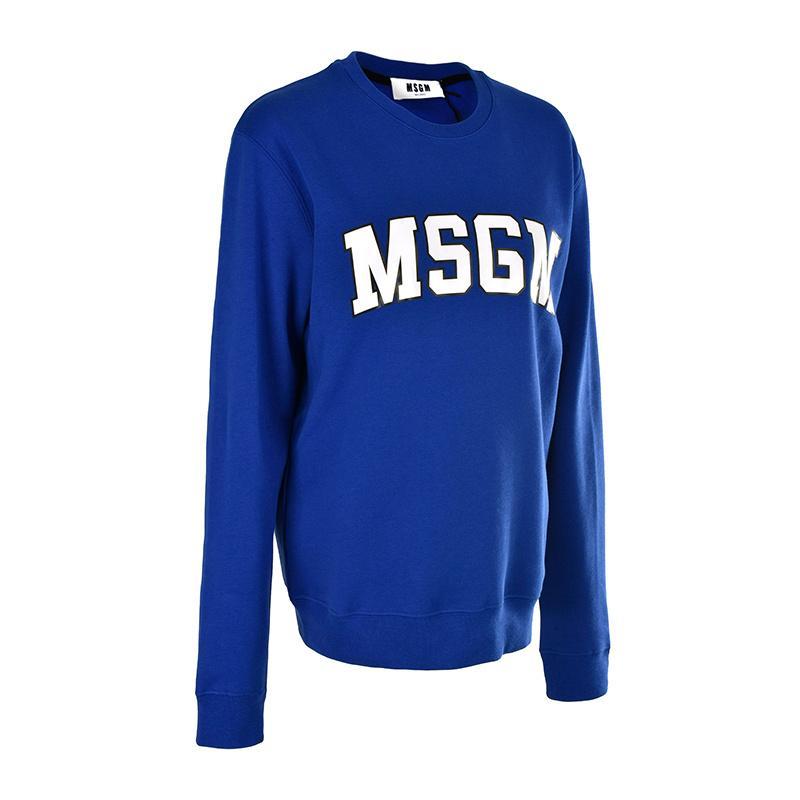MSGM Logo Letter Printed Sweater In Blue Product Image