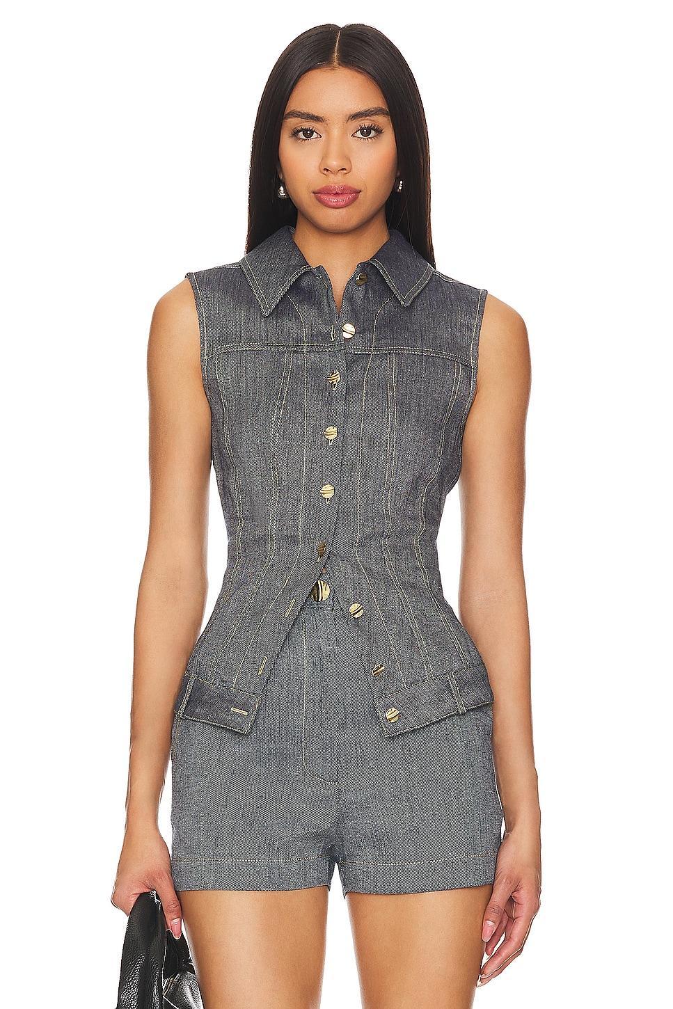 Collared Button Down Vest MATTHEW BRUCH Product Image