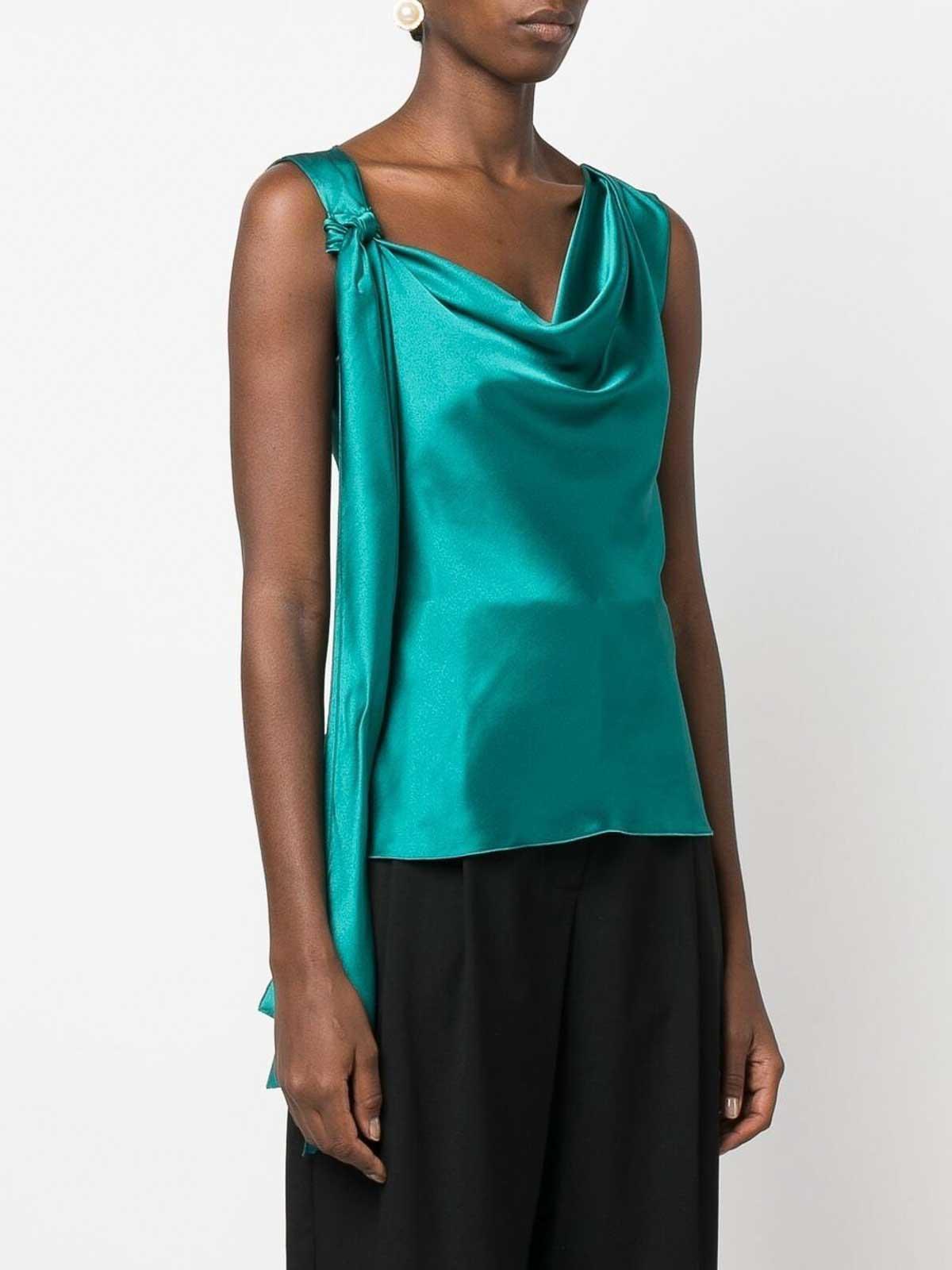ALBERTA FERRETTI Bow-detailed Sleeveless Top In Green Product Image