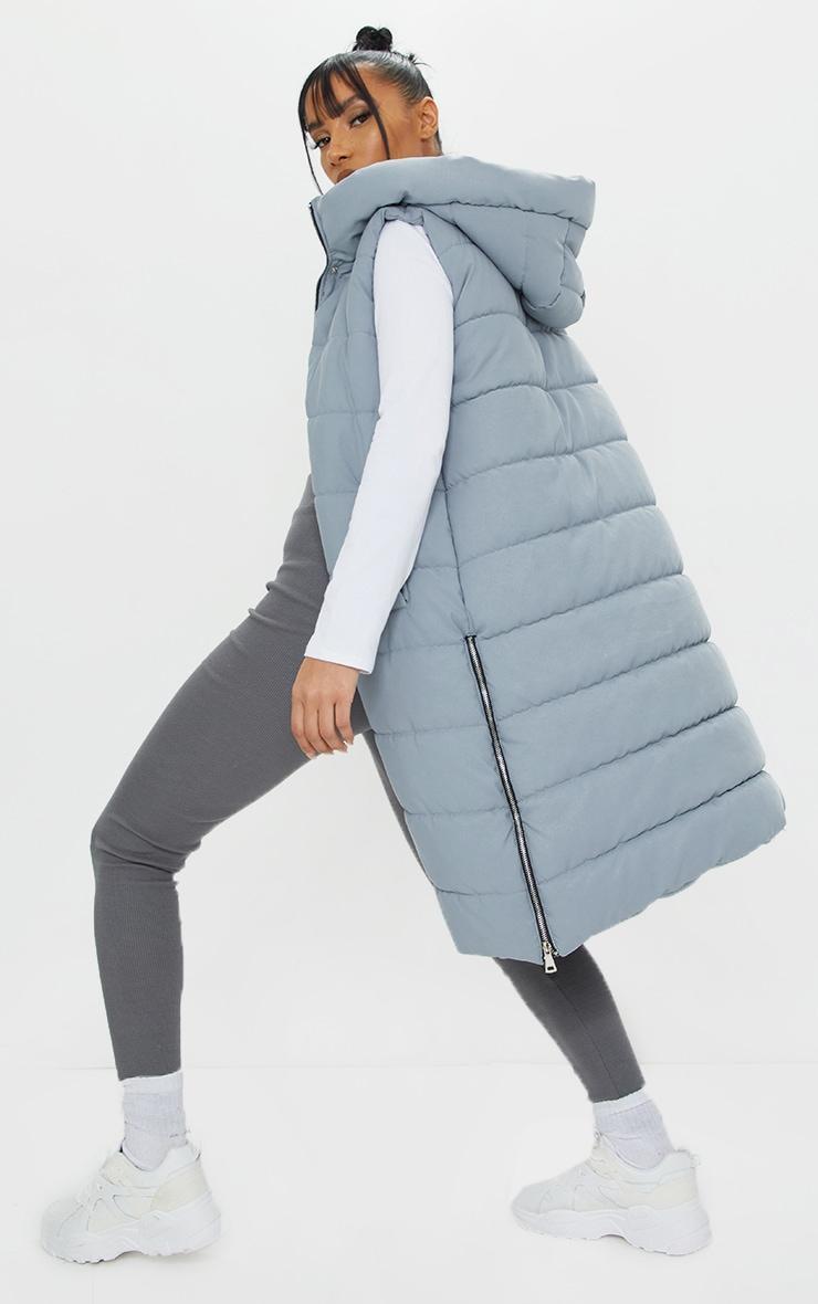 Grey Panel Padded Longline Vest Product Image
