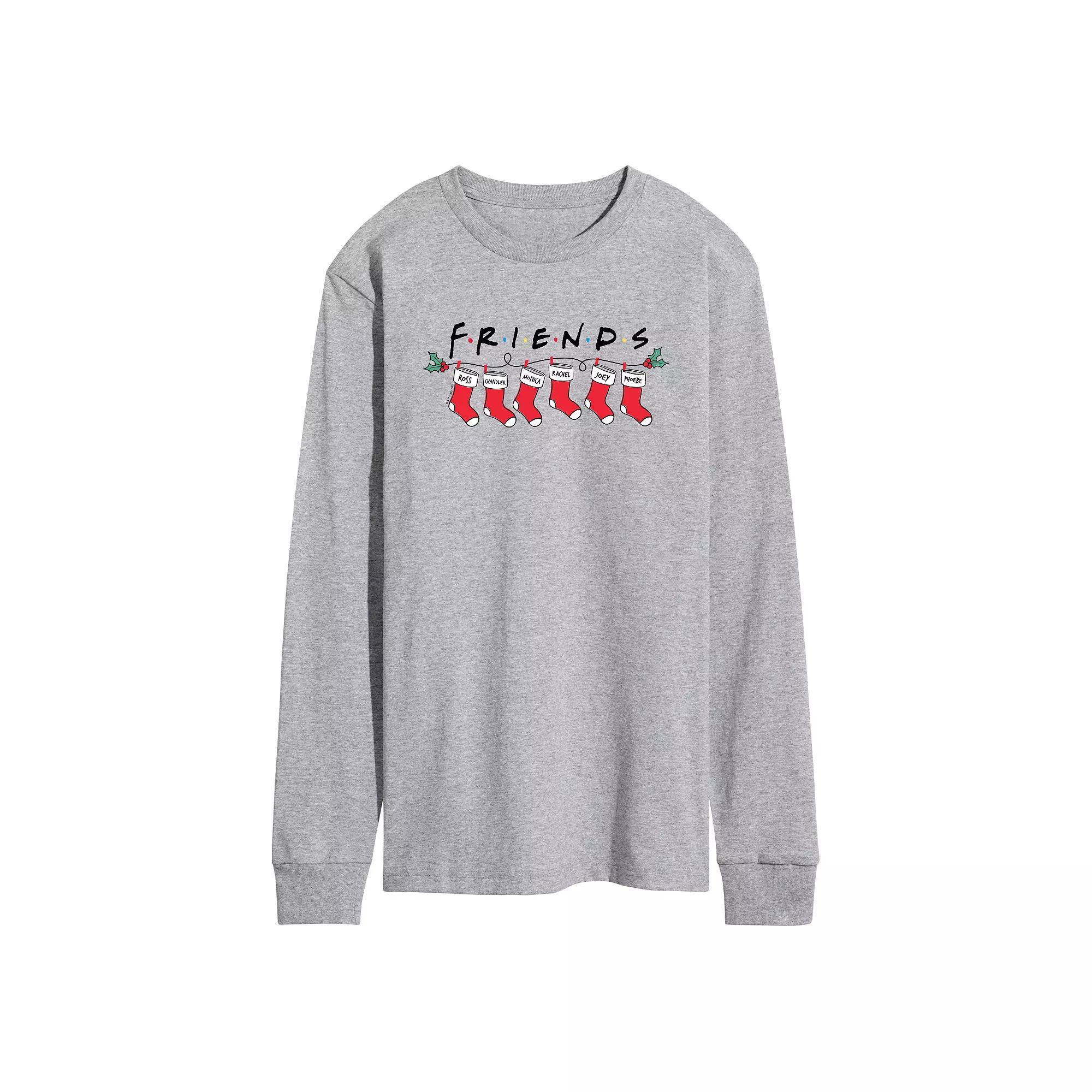 Mens Friends Stockings Long Sleeve Graphic Tee Grey Gray Product Image