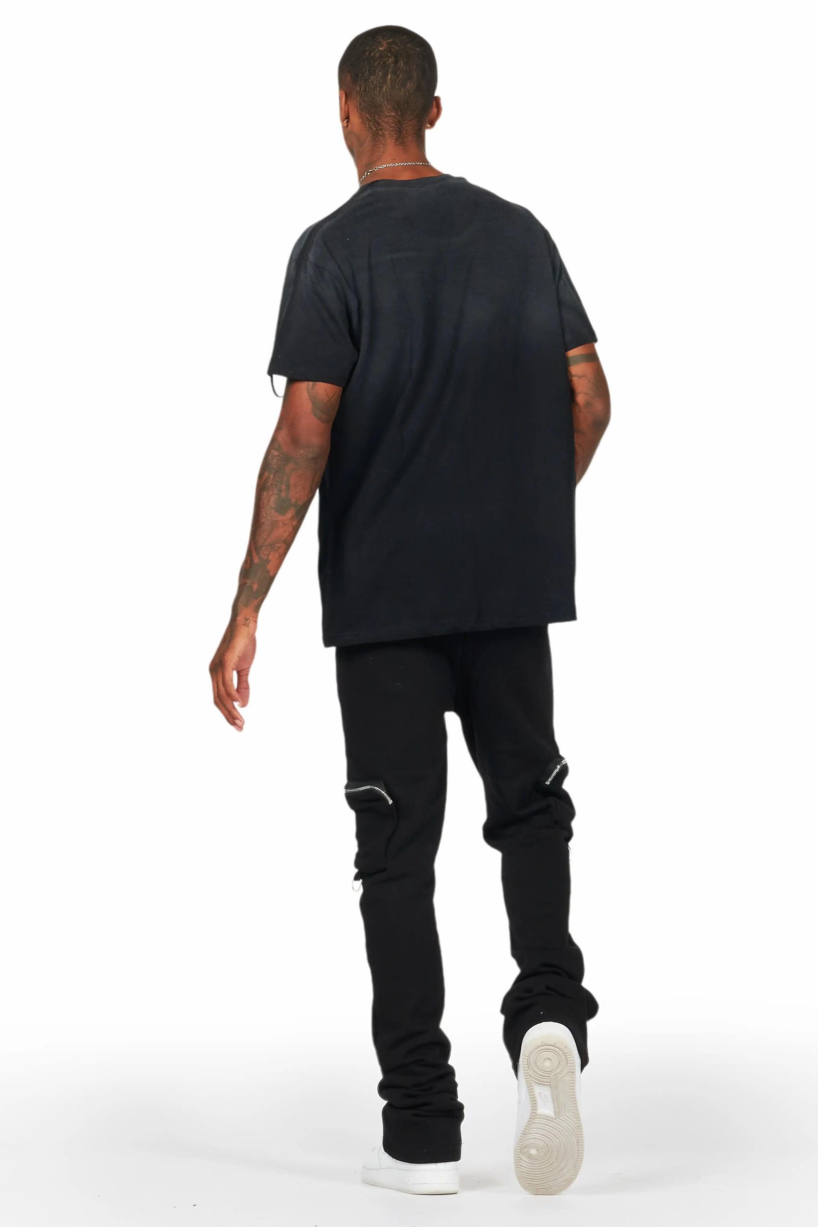 Colin Black Stacked Flare Trackpant Male Product Image