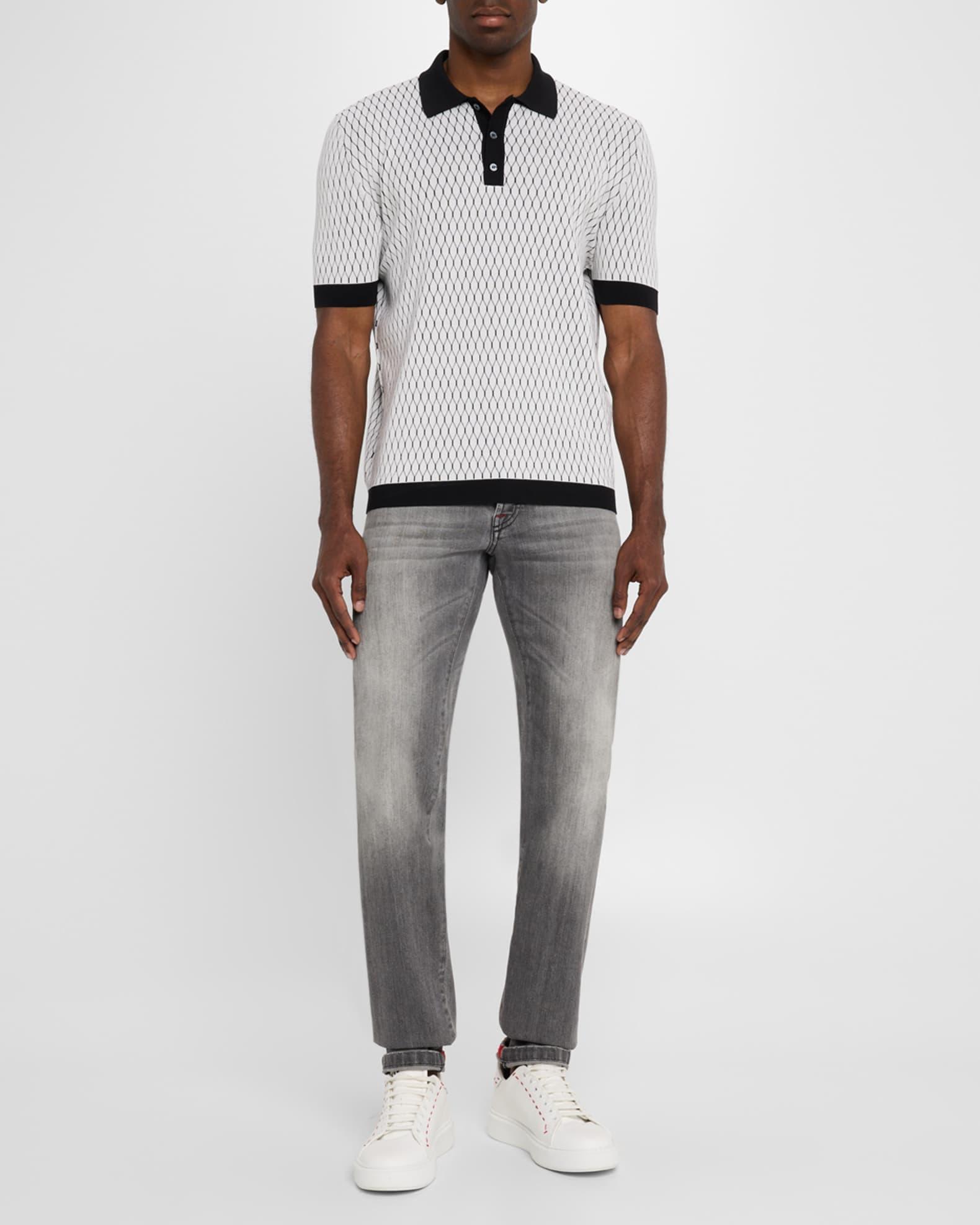Men's Honeycomb Short-Sleeve Polo Sweater Product Image