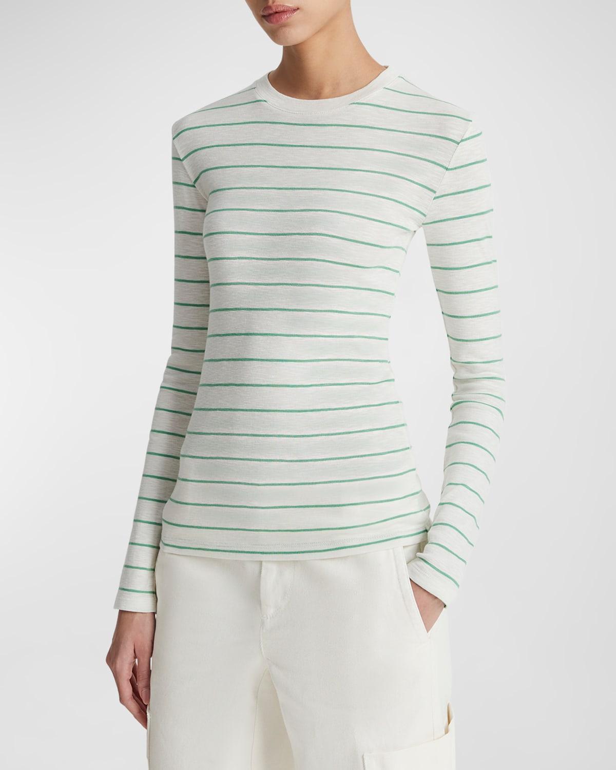 Womens Striped Cotton-Blend Crewneck Long-Sleeve T-Shirt Product Image