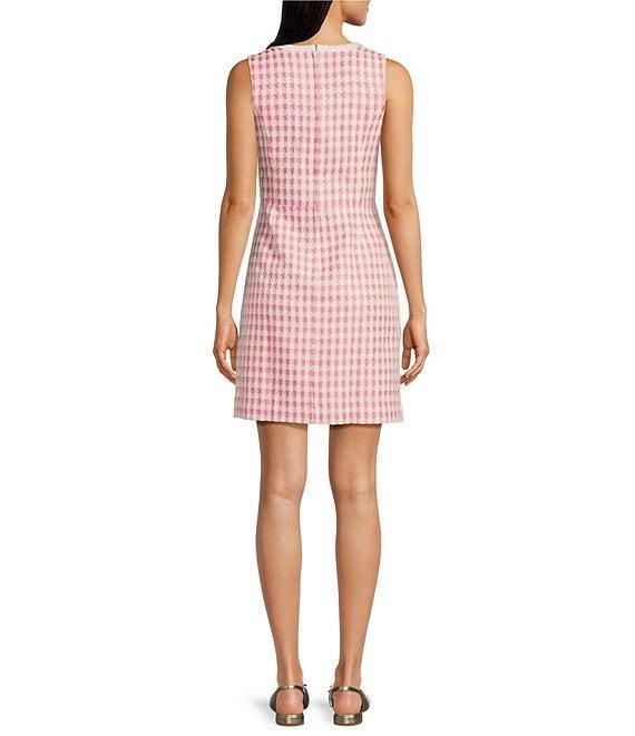 Lilly Pulitzer Aria Charming Check Boucle Notch Neck Sleeveless Bow Shift Dress Product Image