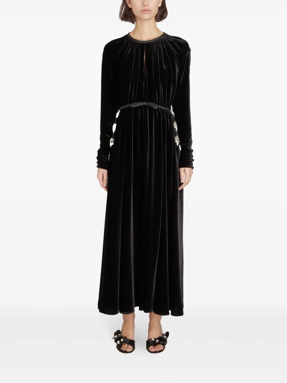 rhinestone-embellished velvet dress Product Image
